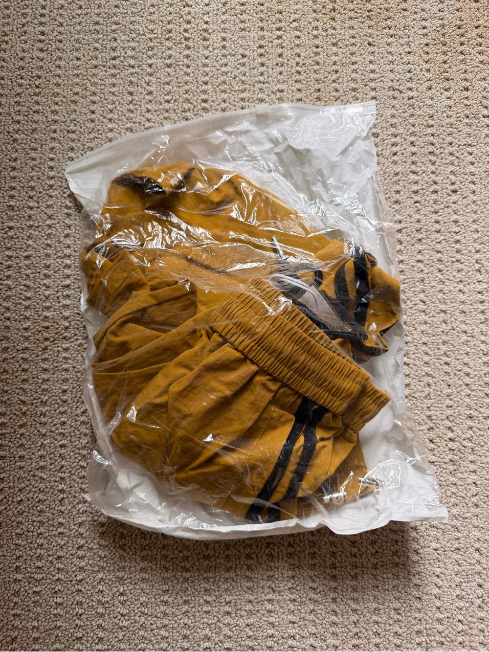 Mustard Yellow Pull-On Shorts with Black Stripe Detail